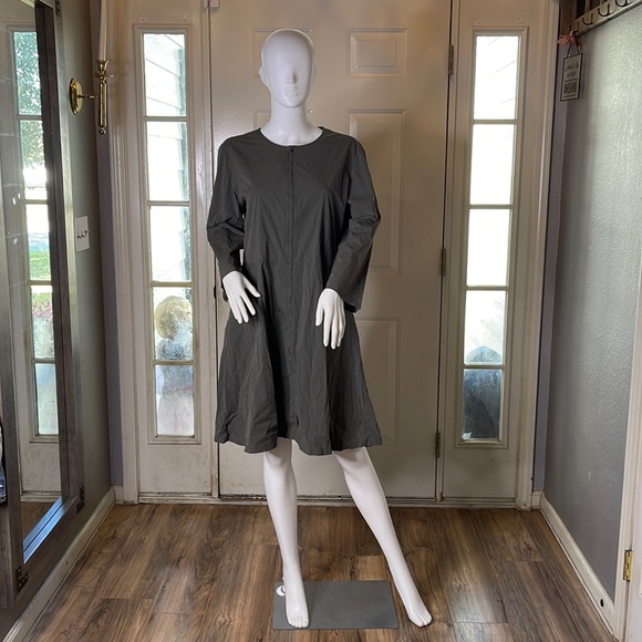 Theory Full Zip Long Sleeve Crew Neck Lagenlook Aesthetic Dress Large - Picture 2 of 5